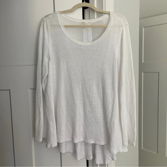 Eileen Fisher Tops - Eileen Fisher White Long Sleeve Knit Top Linen